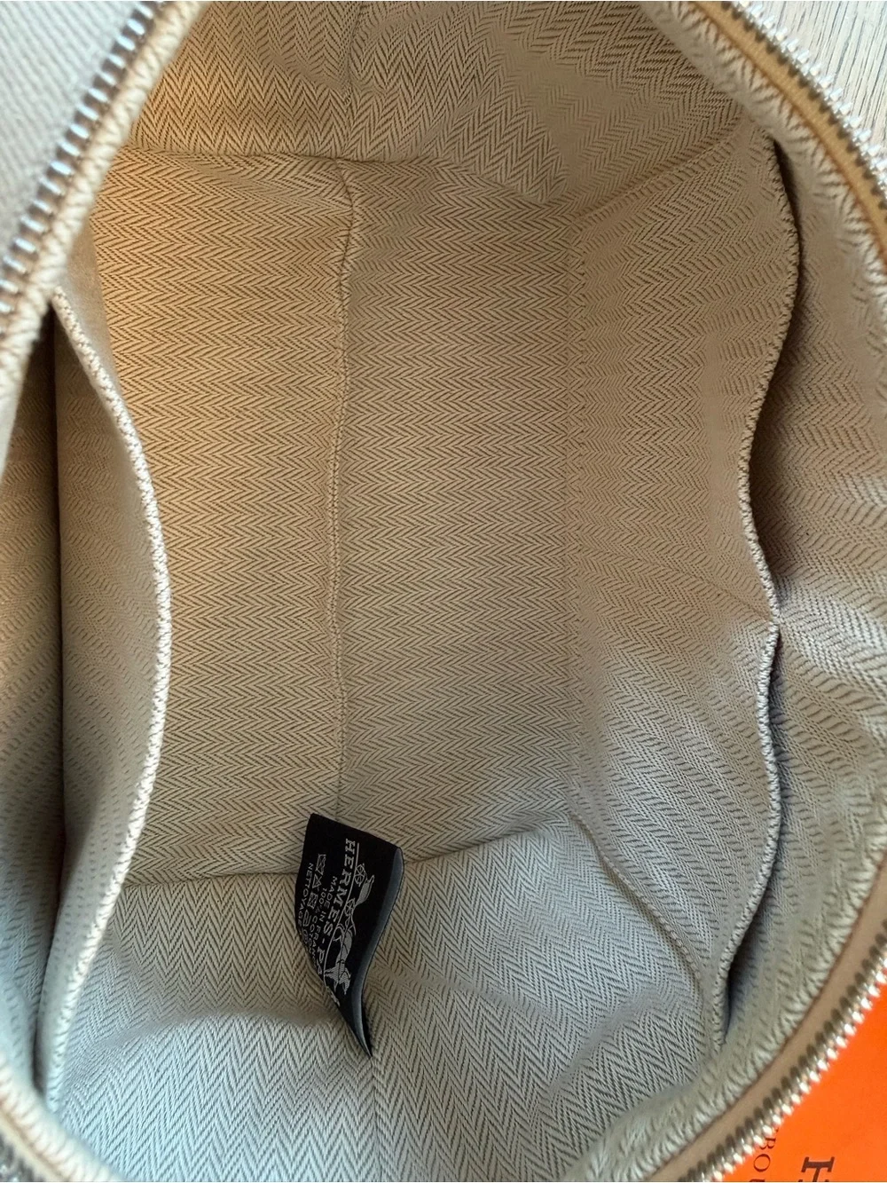 Hermes Beige Canvas Cosmetic Pouch with Leather Tab